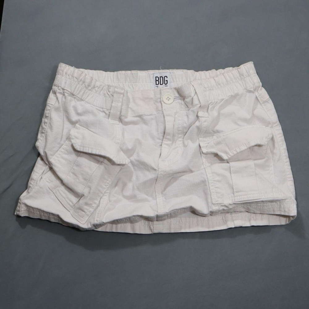 BDG Urban Outfitters White Cargo Mini Skirt Y2K Ripstop Utility Womens Small
